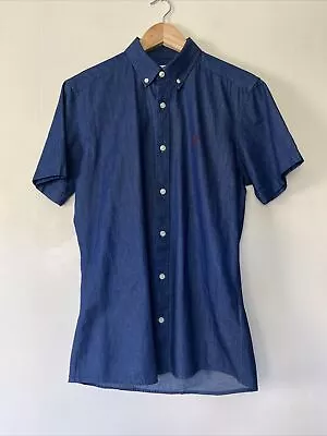 Mens Next Short Sleeve Chambray Denim Shirt Slim Fit Size S NWT • $21.15