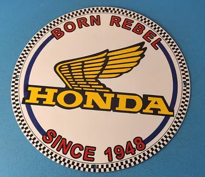 Vintage Honda Automobiles Dealer Porcelain Gas Motorcycles Service Sales Sign • $135.37