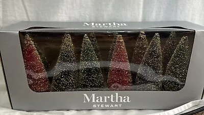 Set Of 12 NEW Martha Stewart Bristle Bottle Brush Glitter Christmas Trees 🌲 • $34.99