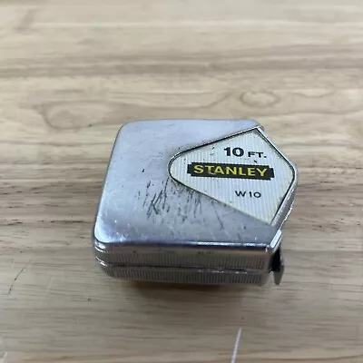 Vintage Stanley W 10 Tape Measure Push Pull 10ft Made In USA Mason • $20.99