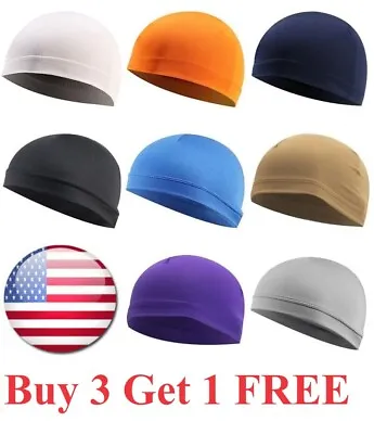  Sweat Wicking Cooling Flag Dome Skull Cap Helmet Liner Sport Beanie Durag Hat • $3.99