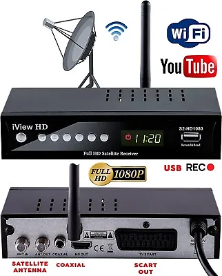 UK Full HD Satellite Digital TV Receiver Tuner  Set Top Box 4 Freesat Sky Virgin • £34.95