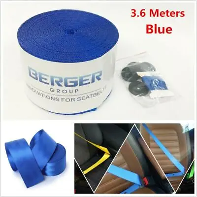 3.6M Blue 3Point Car Seat Belt Harness Safety Retractable Webbing Fabric Harness • $11.93