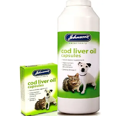 JOHNSONS COD LIVER OIL CAPSULES X40 Or X800 : Natural Supplement Bp Dog Cat Bird • £30.99