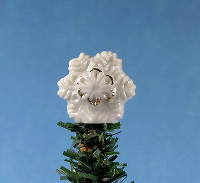 Mini Christmas Tree Topper-snowflake Porcelain- Kiln Fired Gold 3/4  Handcrafted • $4.49