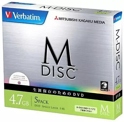 5Pack Verbatim M-Disc DVD-R For Data 4.7GB 4x Inkjet Printable • $214.82