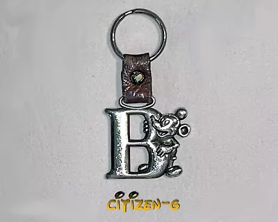 New MICKEY MOUSE Leather And Brass Initial Letter  B  Keychain. DisneyWorld 1990 • $4.99