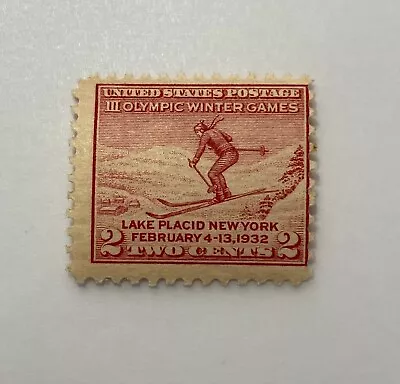 Rare 1932 Winter Olympic Games Ski Jumper Lake Placid NY 2 Cents Stamp MNH OG • £9.50