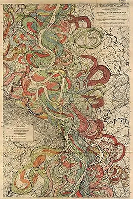 30  X 45  Fisk Mississippi River Map Fine Art Print River Meander Sheet 6 • $549.45