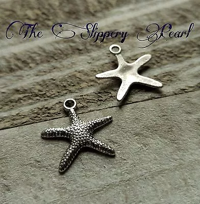 10 Starfish Charms Antique Silver Tone Nautical Pendants Ocean Set Sea Life 20mm • $3.88