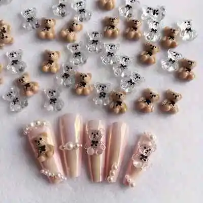 20 Pcs/set Cute Kawaii 3D Teddy Bear Nail Charms Art Resin Decoration Acrylics • £3.49