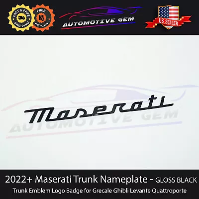 2022+ Maserati Trunk Nameplate Emblem GLOSS BLACK Letter Logo Lid Badges OEM • $69.99