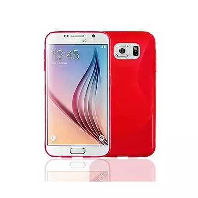 Premium Red Silicone Gel S-Line Wave Design Case Cover For Samsung S6 • £1.99