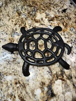 Vintage Black Cast Iron Turtle Planter Holder Tortoise Thin Flat  Taiwan • $23