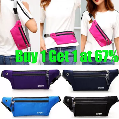 Waist Bum Bag Waterproof Women Men Holiday Travel Money Running Belt Fanny Pack • £3.23