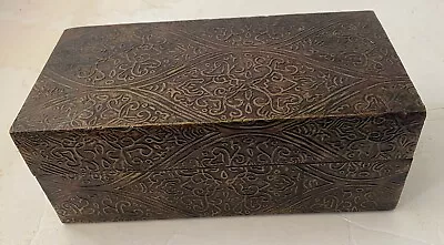 Metal Hinged Trinket/Jewelry  Box Rustic Gold Velvet Lined • $9.99