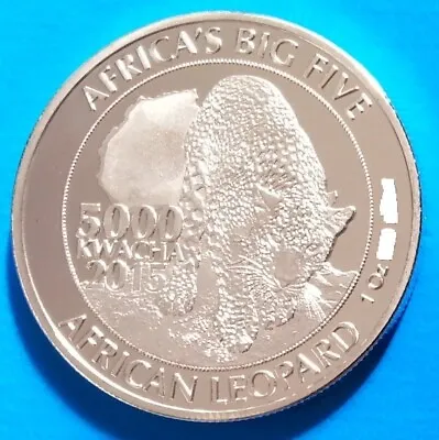 Zambia 5000 Kwacha 2015 UNC Leopard Silver Plated Coin • $6.50