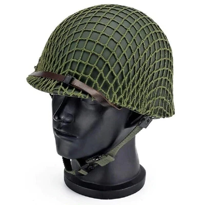 £77.36 • Buy WWII US Army M1 Green Helmet With Canvas Net Chin Strap Replica Tactical Hat Cos