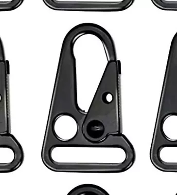 1  Heavy Duty HK Snap Hooks Black Metal Spring Clips For Webbing 6122550100 • $12.99