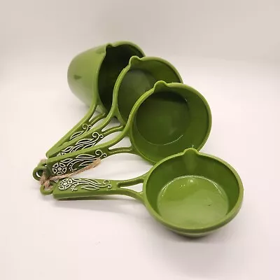 Vintage Green Measuring Cups With Floral Pattern • $9.99