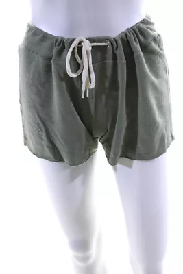Monrow Womens Supersoft Vintage Terry Drawstring Shorts Green Size Medium • $34.99