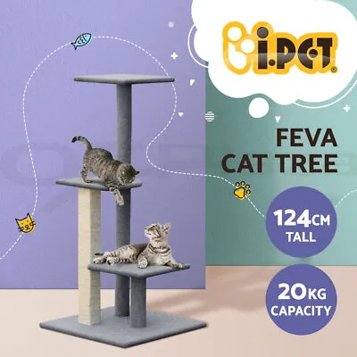 I.Pet Cat Tree Scratching Post Tower Scratcher 124cm Trees Wooden Condo Board • $54.95