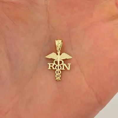 Caduceus RN Medical Symbol Pendant REAL Solid 14k Gold • $75