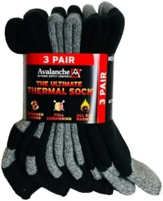 Avalanche Men's Socks Ultimate Thermal Crew Socks 3Pk Size 6-12 All Day Warmth • $12