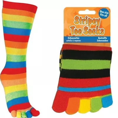 Stripey Toe Socks Rainbow Colourful Comfort Snug Stretch One Size Fits All UK • £5.99