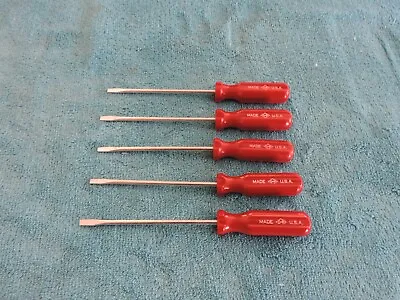 Vintage Lot Of 5 S-K Tools Small Slotted Screwdrivers Red Handles Made In USA • $49.99