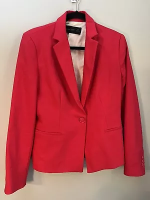 Zara Basic Womens Solid Dark Pink One Button Long Sleeve Blazer Jacket Size L • $29.99