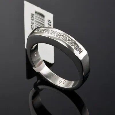 Movado 0.50 Ct.  Genuine Princess Diamond Wedding Band Ring 18k White Gold Us7 • $1818.30