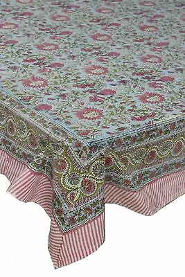 £43.44 • Buy Indian Hand Block Print Tablecloth 100%Cotton 150*220cm Multi Floral Rectangular