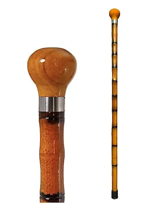 Wooden Fashion Cane Walking Stick - 35 Inch Camel Bamboo Style With Ball Knob • $20.99