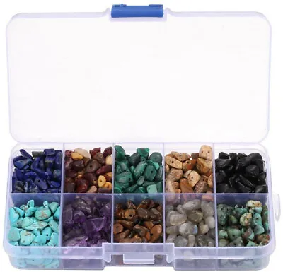 Cool Assorted Gemstone Chips Beads Size 7-8mm Box Set For Jewelry Making • $16.99