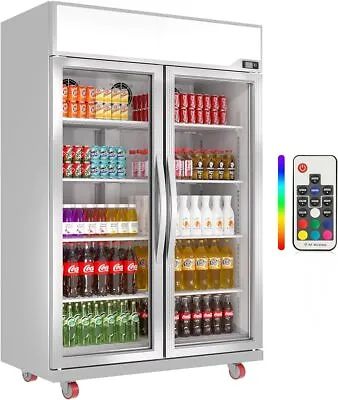 NEW Commercial 2 Glass Doors Merchandiser Refrigerator Display Cooler 39 Cu.ft • $1804.61