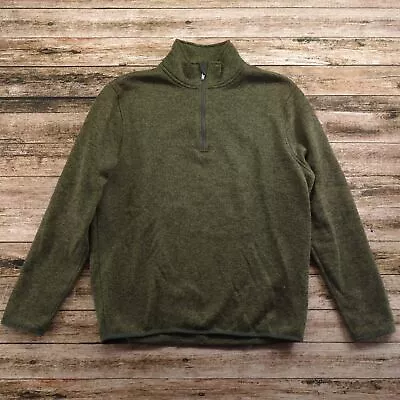 J.Crew Men's Size Large Green 1/4 Zip Authentic Fleece Pullover Top #1290 • $24