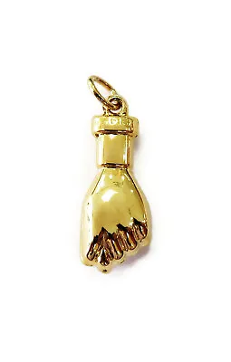 14K Yellow Gold Italian Good Luck Mano Fico Hand Charm Pendant Necklace ~ 0.7 • $139.99