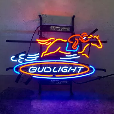 Bud Light Horse Racing Neon Sign Light Beer Bar Pub Wall Hanging Artwork 19 X15  • $135