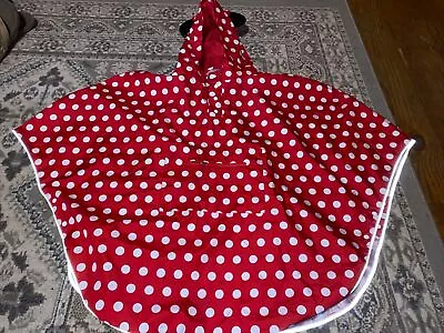 Disney Parks Mickey Minnie Mouse Rain Poncho Adult Xl/3X Red And White With Ears • $25