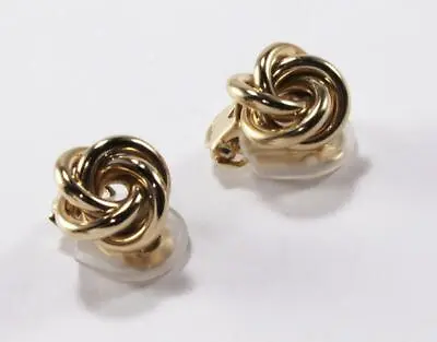 $599 • Buy Tiffany & Co. T&co.14k Yellow Gold Love Knot Spiral Clip-on Stud Earrings