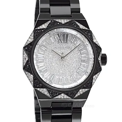 Michael Kors Oversized Raquel Womens Glitz Crystals Watch Black Stainless Steel • $159.19