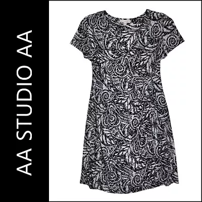 AA Studio AA Woman Black Sheath Faux Wrap  Dress Stretch Short Sleeve Size 18W • $25.95