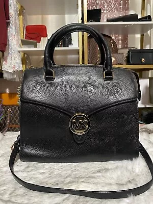 Michael Kors Hudson Pebbled Black Leather Satchel￼ Bag Purse 2 Way • $108