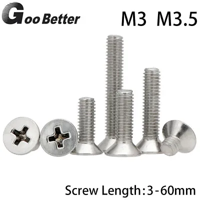 £1.43 • Buy Phillips Countersunk Machine Screws M3 M3.5 A2 Stainless Steel Flat Head Bolts