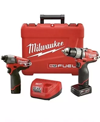 2-Tool Milwaukee 2597-22 M12 Fuel Hammer Drill & Impact Driver Combo Kit • $160