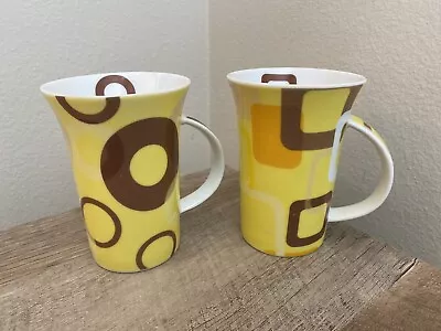 Maxwell & Williams Yellow RETRO Set Of 2 Coffee Cups Porcelain Mugs • $21.60