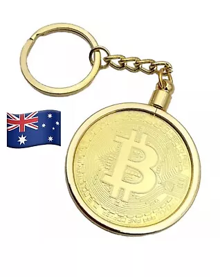 Bitcoin Coin Novelty Collectable Gold Coin With Keyring Key Chain Keychain Gift • $5.75