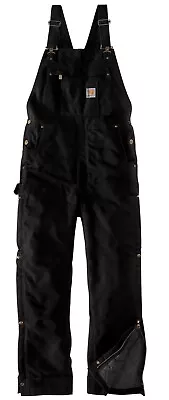 New Carhartt OR4393-M Firm Duck Insulated Bib Overall Men’s Large Tall Black • $49