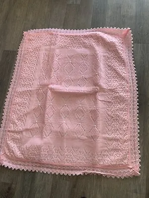 Baby Girls Pearl Deluxe Fine Knitted Quilt Backing Blanket Cot Pram Winter New • £12.50